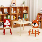 Set Tavolo e 2 Sedie per Bambini, Set Tavolo e Sedie per Bambini di 3 Pezzi, Set Tavolo da Gioco in Legno (Orso&Tigre)