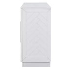 Madia Credenza da 152 cm con 4 Ante, Ripiani Regolabili e Maniglie Argento, Bianca