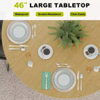 Tavolo da pranzo rotondo da 46" in legno massello per 4 persone, gambe a piedistallo scanalate, finitura naturale