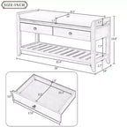 Panca contenitore da ingresso 99 cm con 2 cassetti, scarpiera aperta e sedile imbottito, legno di pino