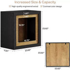 Tavolino Rustico a Cubo con Design Ispirato a Cornice, Tavolino da Divano/Comodino in Legno da 60 cm per Soggiorno e Camera da Letto, Nero e Marrone