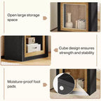Tavolino Rustico a Cubo con Design Ispirato a Cornice, Tavolino da Divano/Comodino in Legno da 60 cm per Soggiorno e Camera da Letto, Nero e Marrone