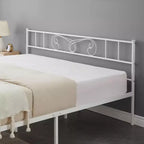 Struttura Letto Matrimoniale King Size in Metallo con Testiera e Supporto a Doghe in Acciaio, con 35 cm di Spazio Contenitore, Nessuna Rete a Molle Necessaria, Facile da Montare