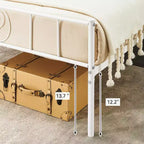 Struttura Letto Matrimoniale King Size in Metallo con Testiera e Supporto a Doghe in Acciaio, con 35 cm di Spazio Contenitore, Nessuna Rete a Molle Necessaria, Facile da Montare