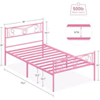 Struttura Letto Matrimoniale King Size in Metallo con Testiera e Supporto a Doghe in Acciaio, con 35 cm di Spazio Contenitore, Nessuna Rete a Molle Necessaria, Facile da Montare