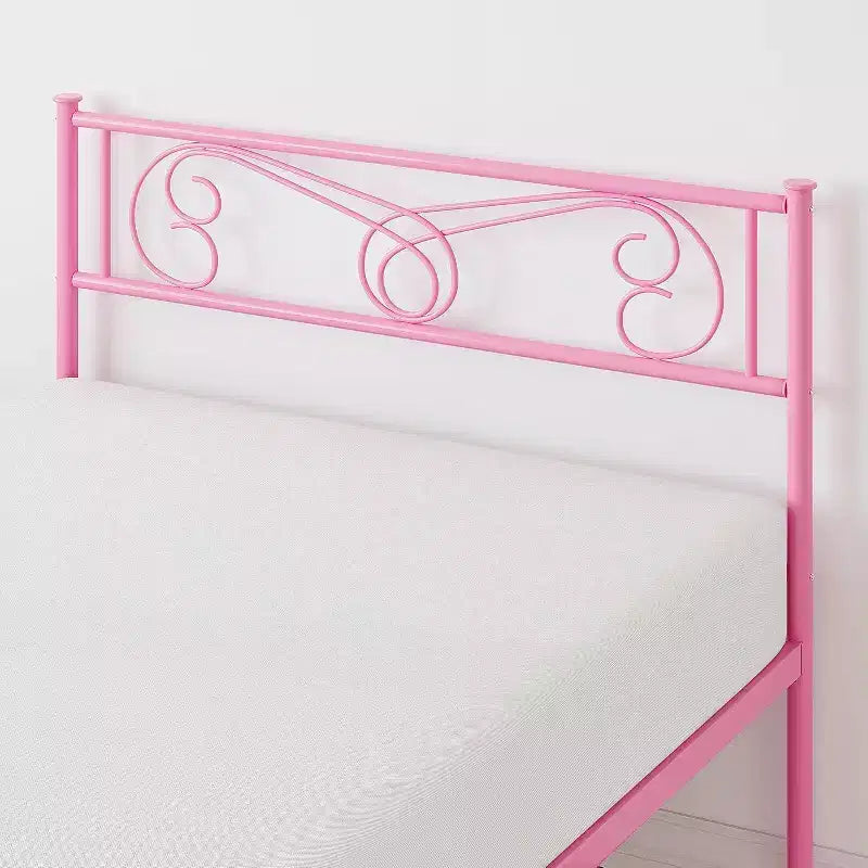 Struttura Letto Matrimoniale King Size in Metallo con Testiera e Supporto a Doghe in Acciaio, con 35 cm di Spazio Contenitore, Nessuna Rete a Molle Necessaria, Facile da Montare