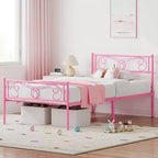Struttura Letto Matrimoniale King Size in Metallo con Testiera e Supporto a Doghe in Acciaio, con 35 cm di Spazio Contenitore, Nessuna Rete a Molle Necessaria, Facile da Montare