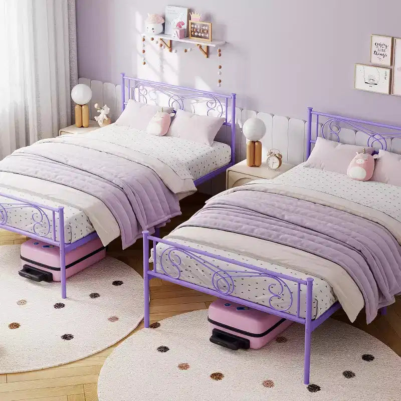 Struttura Letto Matrimoniale King Size in Metallo con Testiera e Supporto a Doghe in Acciaio, con 35 cm di Spazio Contenitore, Nessuna Rete a Molle Necessaria, Facile da Montare