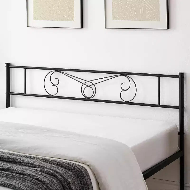 Struttura Letto Matrimoniale King Size in Metallo con Testiera e Supporto a Doghe in Acciaio, con 35 cm di Spazio Contenitore, Nessuna Rete a Molle Necessaria, Facile da Montare