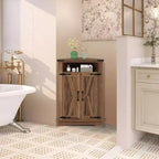 Tavolino da bagno rustico con contenitore, piccolo mobile angolare con ante scorrevoli e ripiano regolabile per piccoli spazi, cucina, soggiorno
