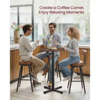 Tavolino da cocktail rotondo alto per piccoli spazi, tavolo da bar diametro 60 cm con base a croce e piedini regolabili, per 2-3 persone, altezza 104 cm