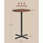 Tavolino da cocktail rotondo alto per piccoli spazi, tavolo da bar diametro 60 cm con base a croce e piedini regolabili, per 2-3 persone, altezza 104 cm
