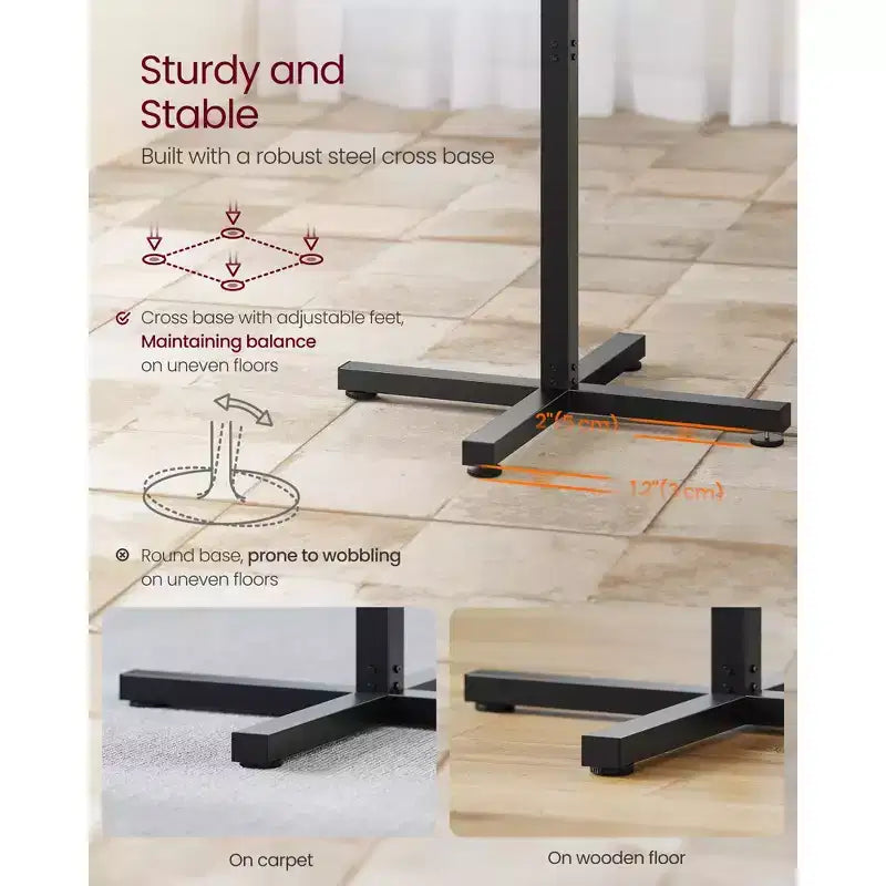 Tavolino da cocktail rotondo alto per piccoli spazi, tavolo da bar diametro 60 cm con base a croce e piedini regolabili, per 2-3 persone, altezza 104 cm