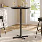 Tavolino da cocktail rotondo alto per piccoli spazi, tavolo da bar diametro 60 cm con base a croce e piedini regolabili, per 2-3 persone, altezza 104 cm