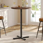 Tavolino da cocktail rotondo alto per piccoli spazi, tavolo da bar diametro 60 cm con base a croce e piedini regolabili, per 2-3 persone, altezza 104 cm