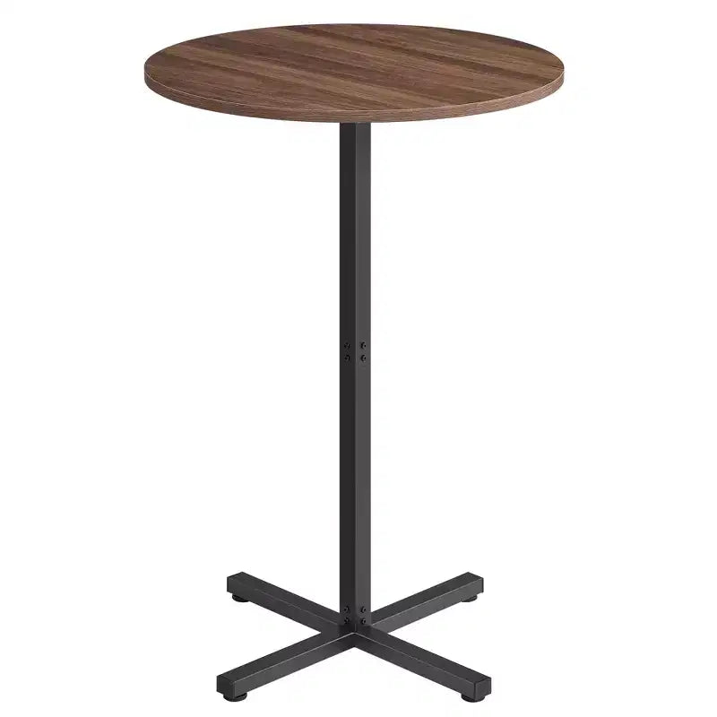 Tavolino da cocktail rotondo alto per piccoli spazi, tavolo da bar diametro 60 cm con base a croce e piedini regolabili, per 2-3 persone, altezza 104 cm