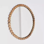 Specchio da Parete Rotondo Decorativo Moderno GDFStudio Arabella in Legno e Vetro con Design a Perline in Legno