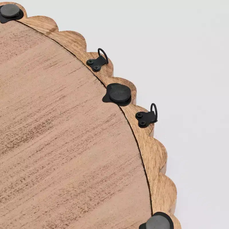Specchio da Parete Rotondo Decorativo Moderno GDFStudio Arabella in Legno e Vetro con Design a Perline in Legno