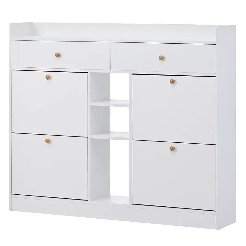 Okak Scarpiera Moderna, Organizer per Scarpe con 4 Cassetti a Ribalta e 2 Cassetti Semplici, Scarpiera Indipendente per Ingresso, Soggiorno