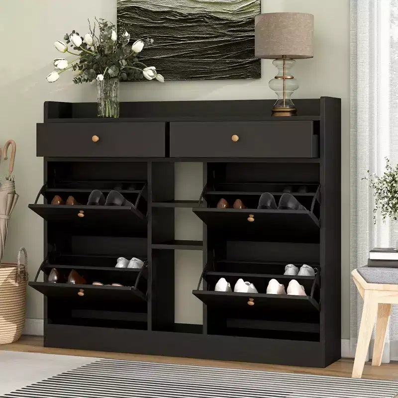 Okak Scarpiera Moderna, Organizer per Scarpe con 4 Cassetti a Ribalta e 2 Cassetti Semplici, Scarpiera Indipendente per Ingresso, Soggiorno
