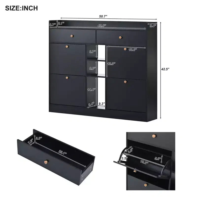 Okak Scarpiera Moderna, Organizer per Scarpe con 4 Cassetti a Ribalta e 2 Cassetti Semplici, Scarpiera Indipendente per Ingresso, Soggiorno