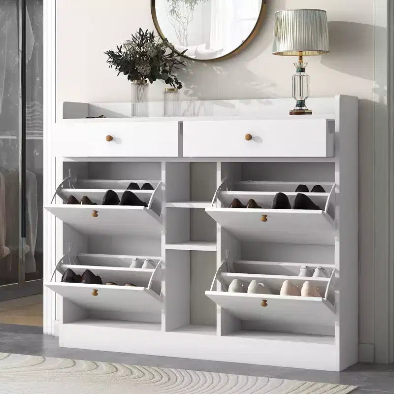 Okak Scarpiera Moderna, Organizer per Scarpe con 4 Cassetti a Ribalta e 2 Cassetti Semplici, Scarpiera Indipendente per Ingresso, Soggiorno