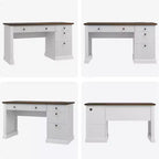 COZONY 60 Scrivania Direzionale Moderna con Piano in Legno Scanalato, Mobile Archivio e Cassetti, Scrivania Spaziosa con Contenitore per Ufficio Domestico, Studio e Camera da Letto