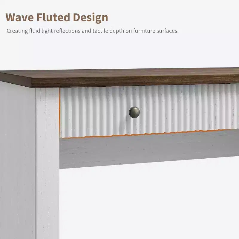 COZONY 60 Scrivania Direzionale Moderna con Piano in Legno Scanalato, Mobile Archivio e Cassetti, Scrivania Spaziosa con Contenitore per Ufficio Domestico, Studio e Camera da Letto