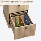 COZONY 60 Scrivania Direzionale Moderna con Piano in Legno Scanalato, Mobile Archivio e Cassetti, Scrivania Spaziosa con Contenitore per Ufficio Domestico, Studio e Camera da Letto