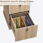 COZONY 60 Scrivania Direzionale Moderna con Piano in Legno Scanalato, Mobile Archivio e Cassetti, Scrivania Spaziosa con Contenitore per Ufficio Domestico, Studio e Camera da Letto