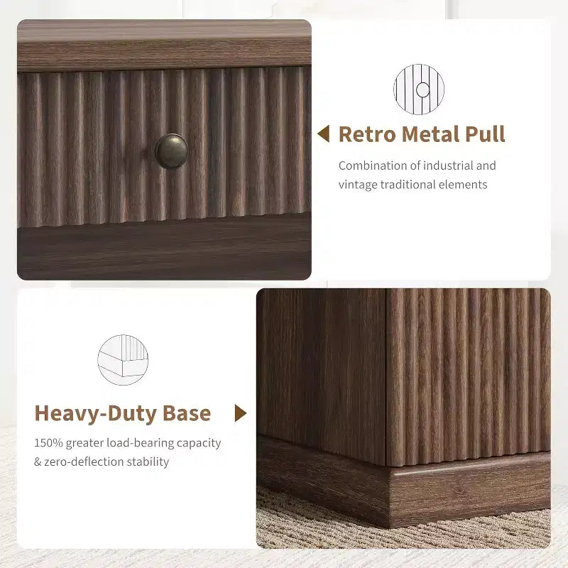 COZONY 60 Scrivania Direzionale Moderna con Piano in Legno Scanalato, Mobile Archivio e Cassetti, Scrivania Spaziosa con Contenitore per Ufficio Domestico, Studio e Camera da Letto