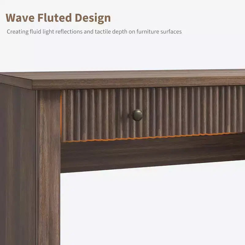 COZONY 60 Scrivania Direzionale Moderna con Piano in Legno Scanalato, Mobile Archivio e Cassetti, Scrivania Spaziosa con Contenitore per Ufficio Domestico, Studio e Camera da Letto
