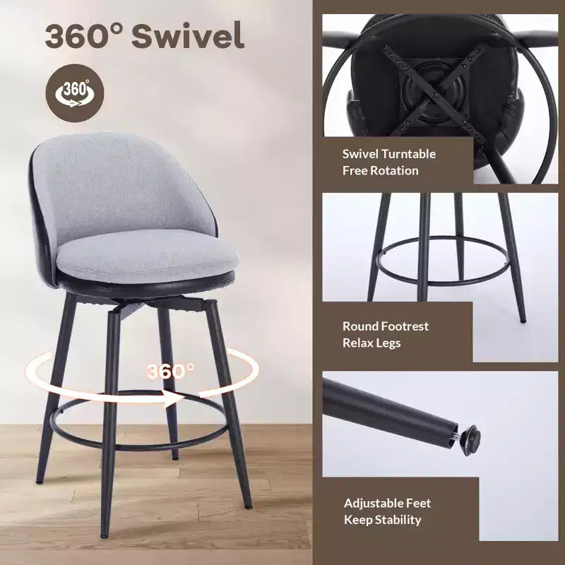GustoWave Sgabelli da Bar Moderni Girevoli Imbottiti Set da 2, Sgabelli Girevoli da 26 Pollici con Gambe in Metallo, Sedie da Bar in Similpelle