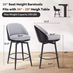 GustoWave Sgabelli da Bar Moderni Girevoli Imbottiti Set da 2, Sgabelli Girevoli da 26 Pollici con Gambe in Metallo, Sedie da Bar in Similpelle