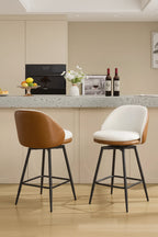 GustoWave Modern Upholstered Swivel Bar Stools Set of 2, 26 Swivel Barstools with Metal Legs, Faux Leather Counter Bar Chairs