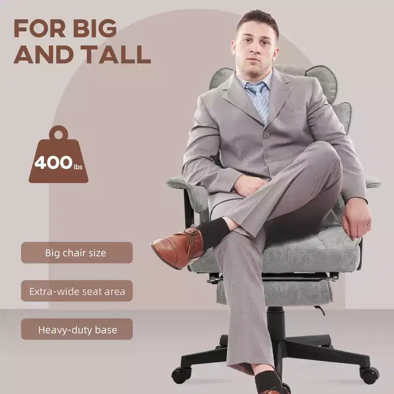 Sedia da ufficio direzionale Okak Tall con poggiapiedi pieghevole, sedia da computer con supporto lombare e schienale reclinabile, sedia comoda per studio, ufficio