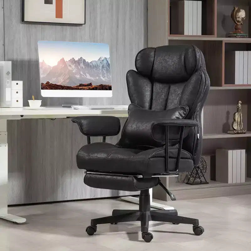 Sedia da ufficio direzionale Okak Tall con poggiapiedi pieghevole, sedia da computer con supporto lombare e schienale reclinabile, sedia comoda per studio, ufficio
