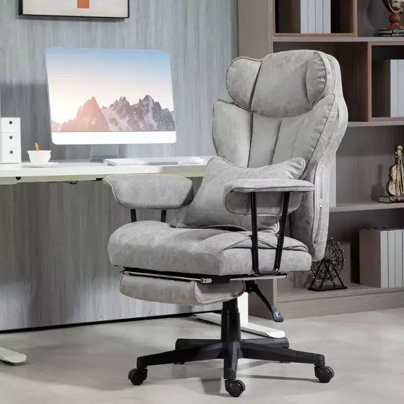 Sedia da ufficio direzionale Okak Tall con poggiapiedi pieghevole, sedia da computer con supporto lombare e schienale reclinabile, sedia comoda per studio, ufficio