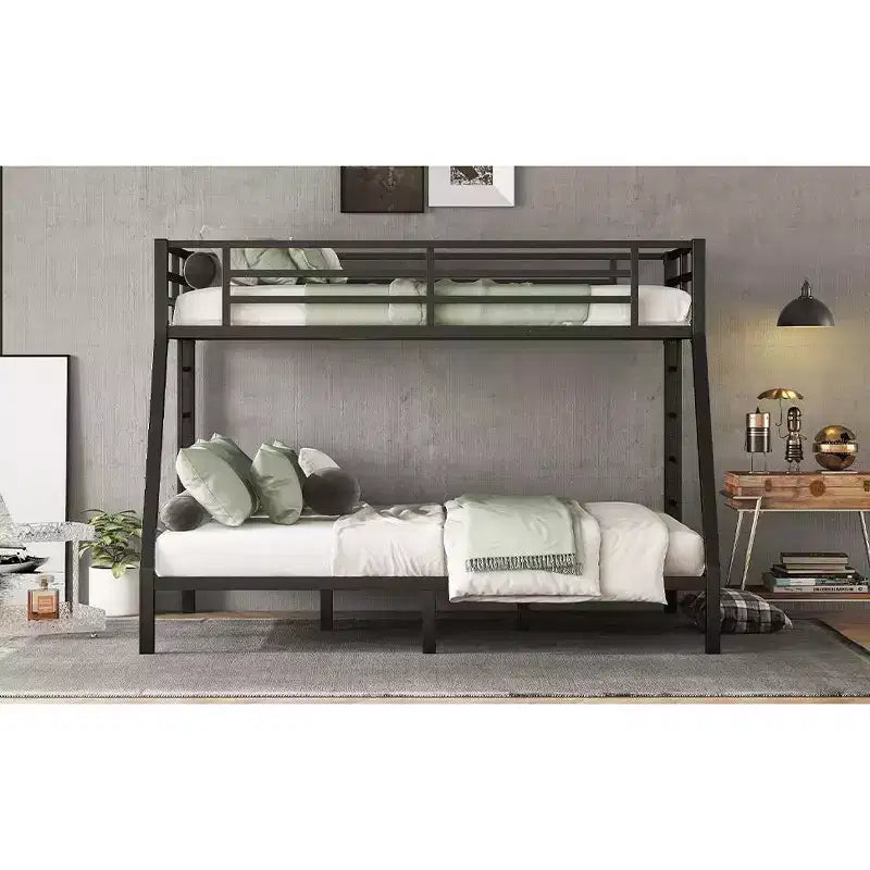 Bellemave Letto a castello Twin XL su Queen per adulti, telaio in metallo resistente con 2 scalette, design silenzioso, nero