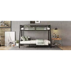Bellemave Letto a castello Twin XL su Queen per adulti, telaio in metallo resistente con 2 scalette, design silenzioso, nero