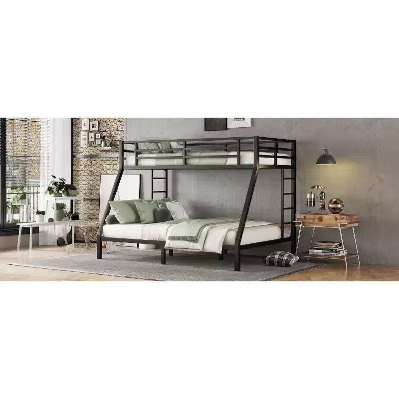 Bellemave Letto a castello Twin XL su Queen per adulti, telaio in metallo resistente con 2 scalette, design silenzioso, nero