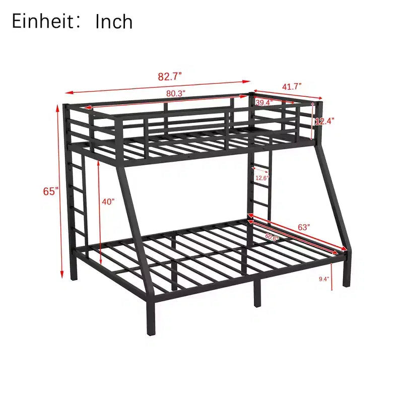 Bellemave Letto a castello Twin XL su Queen per adulti, telaio in metallo resistente con 2 scalette, design silenzioso, nero