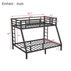 Bellemave Letto a castello Twin XL su Queen per adulti, telaio in metallo resistente con 2 scalette, design silenzioso, nero