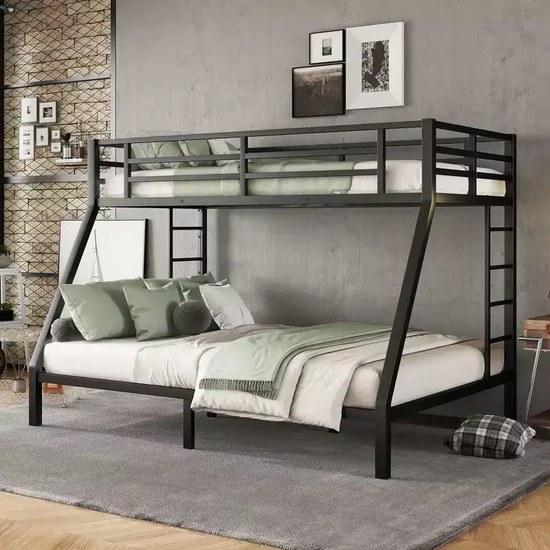 Bellemave Letto a castello Twin XL su Queen per adulti, telaio in metallo resistente con 2 scalette, design silenzioso, nero