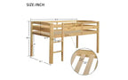 Bellemave Letto a soppalco basso con scaletta, letto a soppalco singolo in legno per adulti, bambini e ragazzi, supporto a doghe in legno, noce