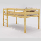 Bellemave Letto a soppalco basso con scaletta, letto a soppalco singolo in legno per adulti, bambini e ragazzi, supporto a doghe in legno, noce