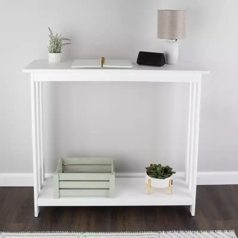 Tavolo consolle stretto a 2 ripiani Lavish Home, bianco