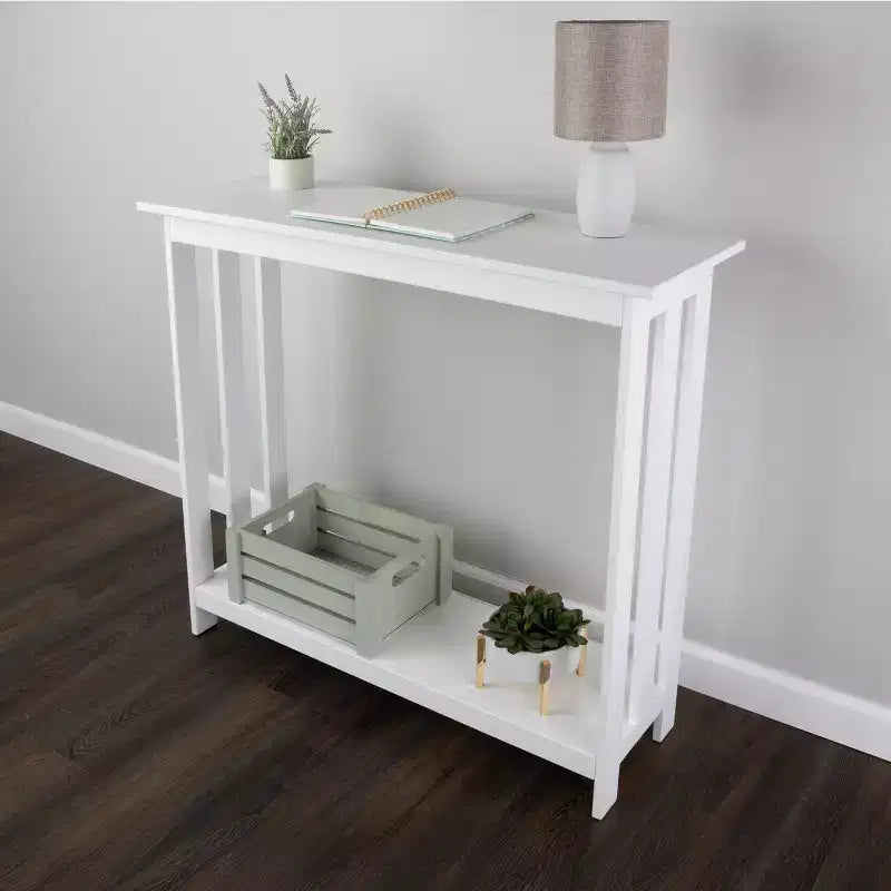 Tavolo consolle stretto a 2 ripiani Lavish Home, bianco