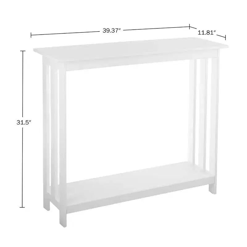Tavolo consolle stretto a 2 ripiani Lavish Home, bianco