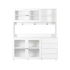 GDFStudio Gideon, Dispensa da Cucina Moderna 63 con 4 Ante in Vetro, 4 Cassetti e Ripiano per Microonde